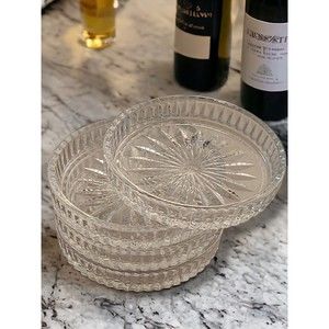 Princess House, Royal Highlights, Lead Crystal, Cut Glass, Wine, Coaster, Set 4